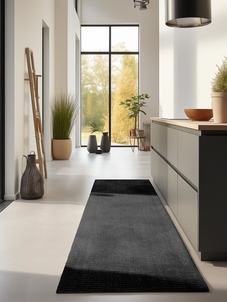 Covor tip traversă negru din iută 80x200 cm Bouclé – Hanse Home