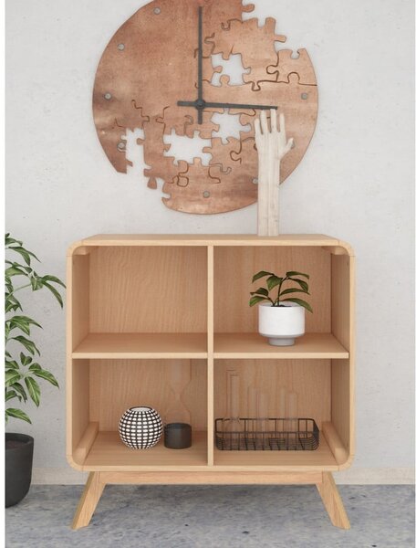 Bibliotecă în culoare naturală cu aspect de lemn de stejar 75x75 cm Caitlin – Støraa
