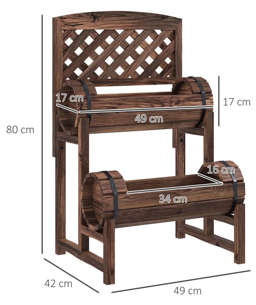 Outsunny Strat de Gradină Înălțat cu Grilaj pe 2 Nivele, Jardinieră din Lemn cu Picioare și Orificii de Scurgere | Aosom Romania