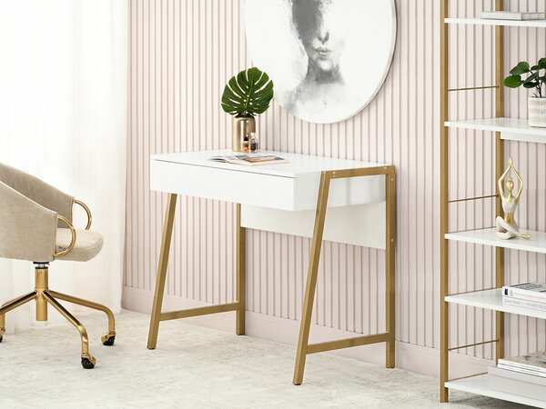 Masă PC Norsinimo (alb + auriu). Promo -18%. 1135606