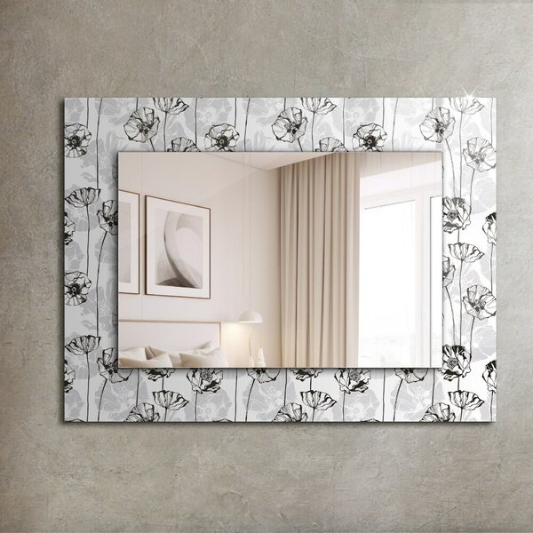 Oglindomat.ro Oglinda rama cu imprimeu Oglinda rama cu imprimeu Desen monocrom de flori lpp-00010815