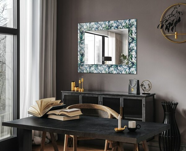 Oglindomat.ro Oglinda decor perete Oglinda decor perete Frunze de bambus în acuarelă lpp-00010898