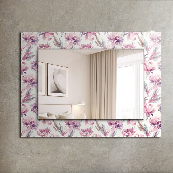 Oglindomat.ro Oglinda rama cu imprimeu Oglinda rama cu imprimeu Motive florale mov lpp-00011432