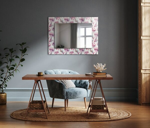 Oglindomat.ro Oglinda rama cu imprimeu Oglinda rama cu imprimeu Motive florale mov lpp-00011432