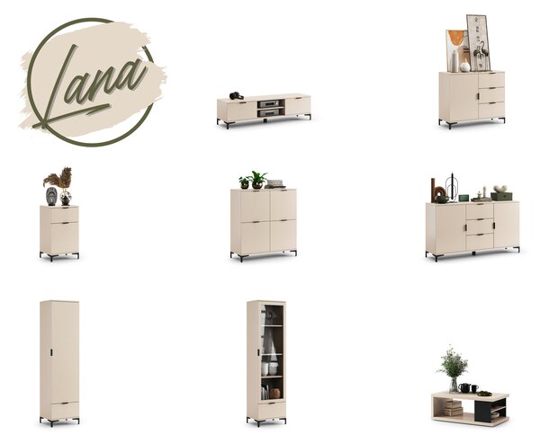 Mazzoni Măsuță LANA S-110 Bej (Șampanie) / Negru - MĂSUȚĂ DE CAFEA CU RAFT