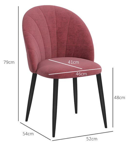Homcom Set 2 Scaune de Sufragerie din Catifea, Capitonate, Elegante pentru Salon, 52x54x79 cm, Roșu | Aosom Romania