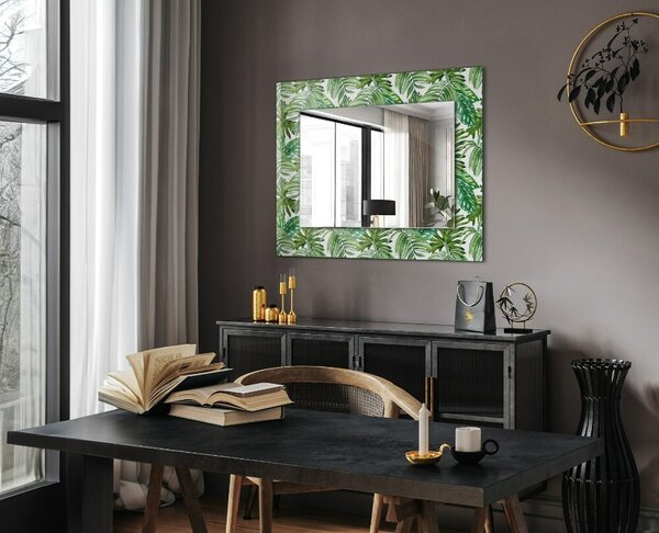 Oglindomat.ro Oglinda rama cu imprimeu Oglinda rama cu imprimeu Frunze tropicale verzi lpp-00012048