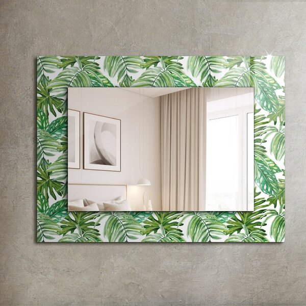 Oglindomat.ro Oglinda rama cu imprimeu Oglinda rama cu imprimeu Frunze tropicale verzi lpp-00012048