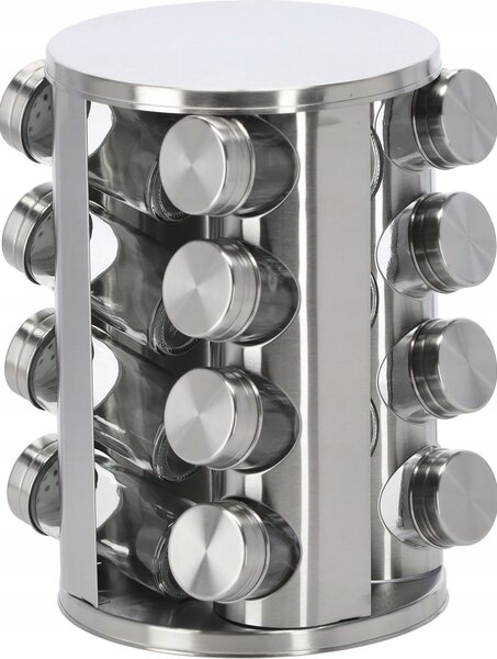 Set 16 recipiente pentru condimente, cu suport, inox/sticla, JollyMag, NIW9141