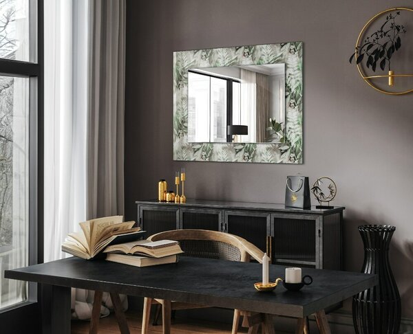 Oglindomat.ro Oglinda decor perete Oglinda decor perete Desen de frunze verzi lpp-00012593