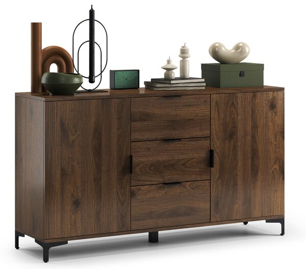 Mazzoni Comodă LANA K-150S Nuc Elegant - DULAP VERTICAL CU 2 UȘI CU SERTARE
