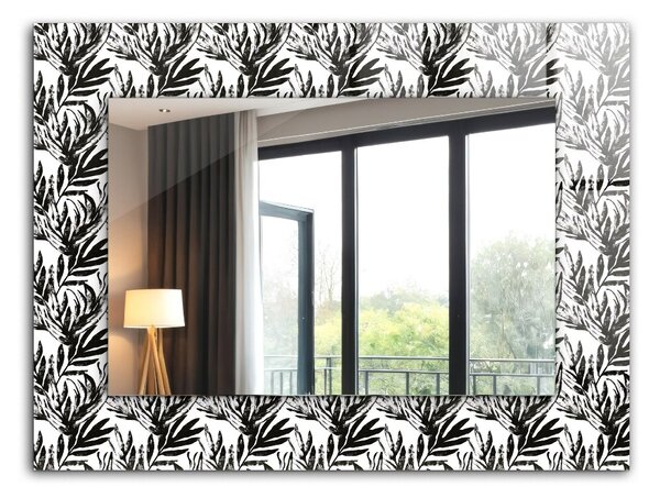 Oglindomat.ro Oglinda cu decor Oglinda cu decor Frunze albe și negre lpp-00013279