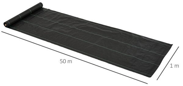 Outsunny Folie pentru Protecția Solului Drenantă și Respirabilă, 50x1 md în PP, pentru Grădina de Legume | Aosom Romania