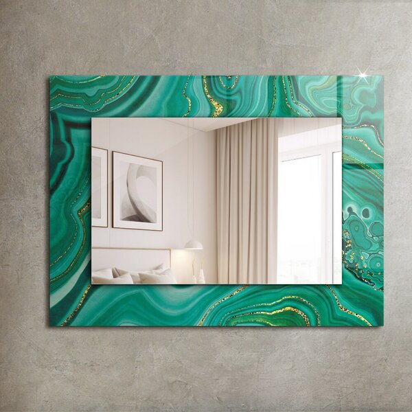 Oglindomat.ro Oglinda rama cu imprimeu Oglinda rama cu imprimeu Textură abstractă verde lpp-00020894