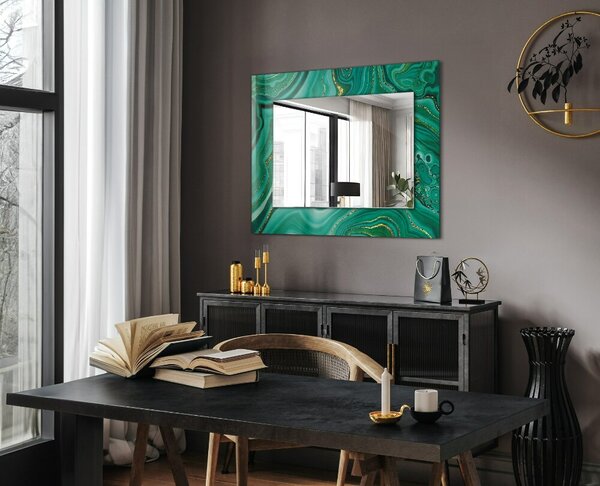 Oglindomat.ro Oglinda rama cu imprimeu Oglinda rama cu imprimeu Textură abstractă verde lpp-00020894