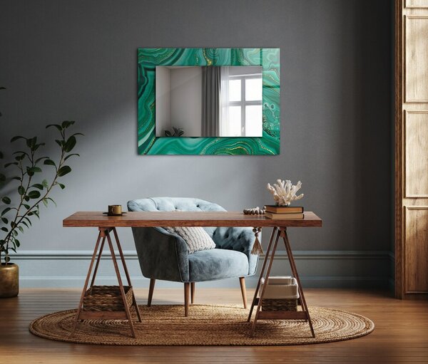 Oglindomat.ro Oglinda rama cu imprimeu Oglinda rama cu imprimeu Textură abstractă verde lpp-00020894