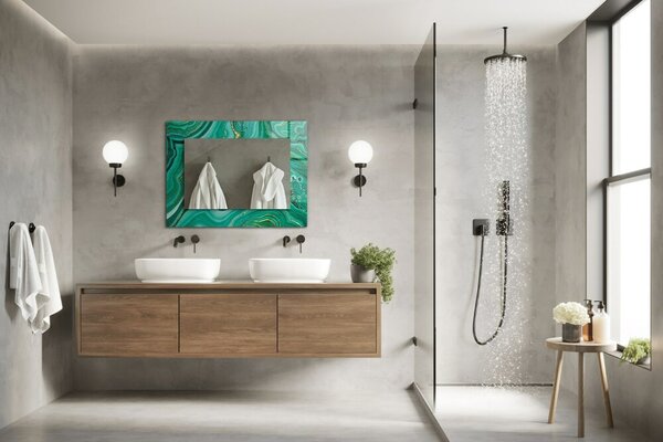 Oglindomat.ro Oglinda rama cu imprimeu Oglinda rama cu imprimeu Textură abstractă verde lpp-00020894