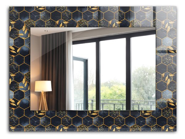 Oglindomat.ro Oglinda cu rama imprimata Oglinda cu rama imprimata Frunze hexagonale lpp-00020918