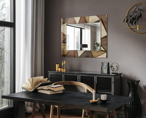 Oglindomat.ro Oglinda rama cu imprimeu Oglinda rama cu imprimeu Modele geometrice în lemn lpp-00053758