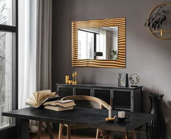 Oglindomat.ro Oglinda cu decor Oglinda cu decor Valuri în lemn lpp-00053759