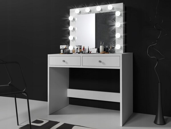 SEA504 - Set Masa toaleta cosmetica machiaj oglinda masuta vanity, oglinda cu LED-uri - Alb, Maro sau Negru