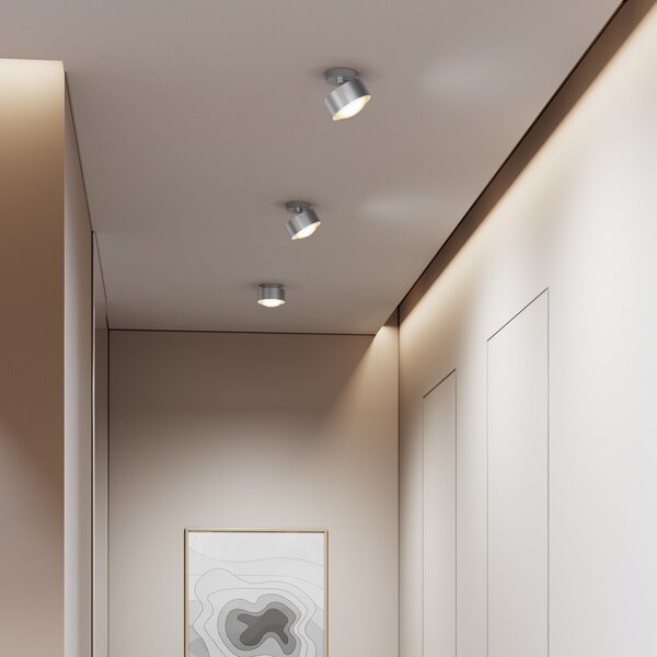 Top Light Puk! 120 Move spot LED lentilă mată, crom mat, reglabil, Gri, Camera de zi / sufragerie, Metal, Modern