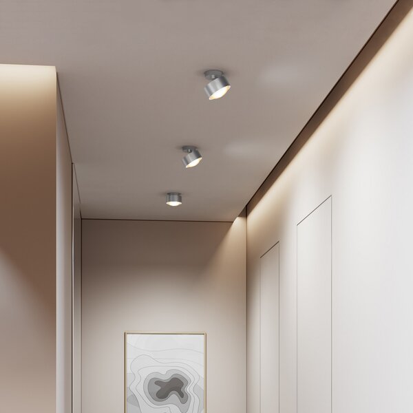 Top Light Puk! 120 Move spot LED lentilă mată, crom mat, reglabil, Gri, Camera de zi / sufragerie, Metal, Modern