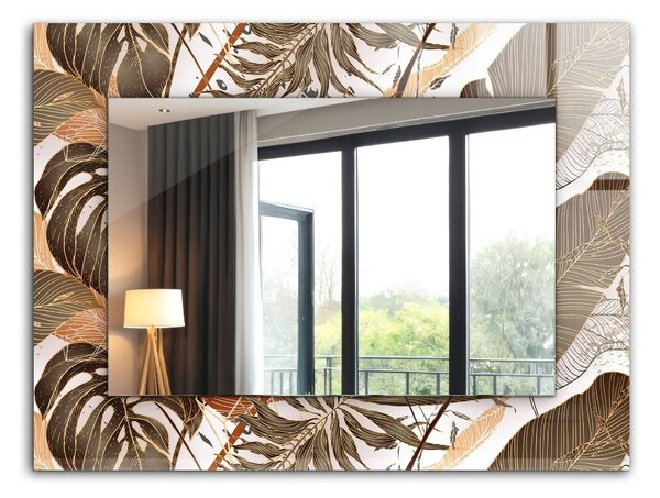 Oglindomat.ro Oglinda rama cu imprimeu Oglinda rama cu imprimeu Frunze cu motive tropicale lpp-00053946