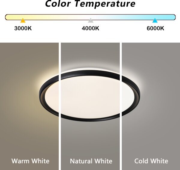 Brilagi - Plafonieră LED dimabilă RIVO, 72W, 230V, 3000-6000K, negru, diam. 50 cm, cu telecomandă