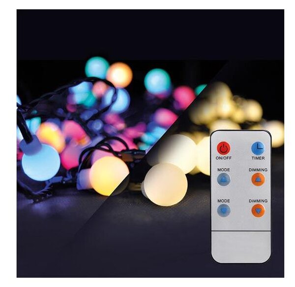 Solight Ghirlandă LED RGB dimabilă 1V09-RGB-LED, 200 LED, 8 funcții, 25 m, IP44 + telecomandă