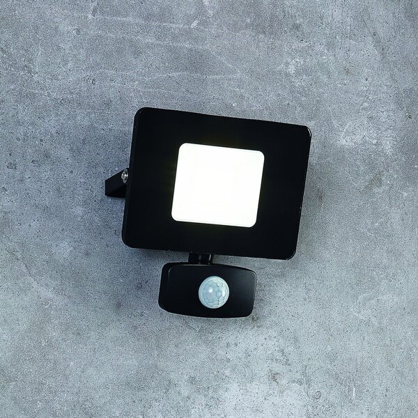 EGLO Proiector LED exterior Faedo 3, senzor, negru, 20W, Negru, Metal, Modern