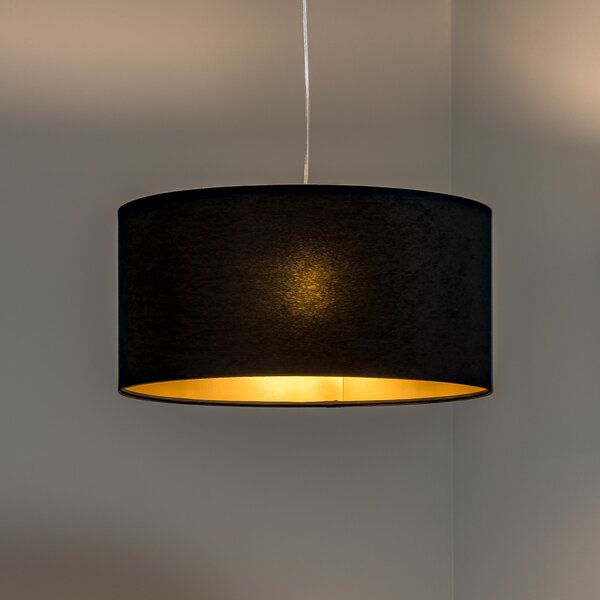 Maco Design Lampă suspendată Salina, negru/auriu, Ø 50cm, reglabil, Negru, Camera de zi / sufragerie, Țesătură / Textil, Modern