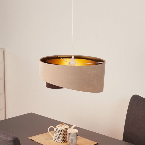 Maco Design Lampă suspendată Arianna în aspect stratificat, 2 culori, reglabil, Bej, Camera de zi / sufragerie, Țesătură / Textil, Viața tânără