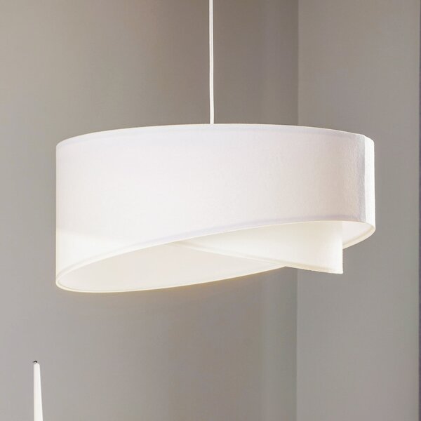 Maco Design Lampă suspendată Vivien din velur alb, reglabil, Alb, Camera de zi / sufragerie, Țesătură / Textil, Modern