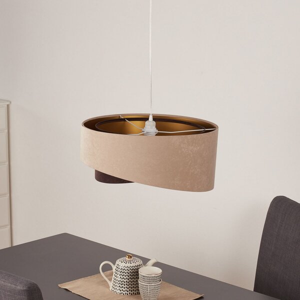 Maco Design Lampă suspendată Arianna în aspect stratificat, 2 culori, reglabil, Bej, Camera de zi / sufragerie, Țesătură / Textil, Viața tânără