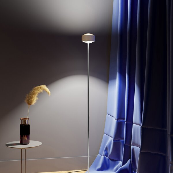 Top Light Puk Maxx Eye Floor LED cu lentilă mată, alb mat/cromat, reglabil, Metalic, Camera de zi / sufragerie, Metal, Design