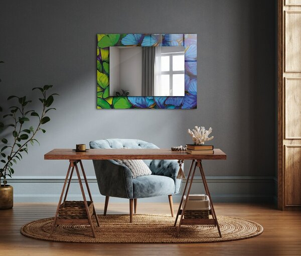 Oglindomat.ro Oglinda cu decor Oglinda cu decor Fluturi albaștri și verzi lpp-00072581