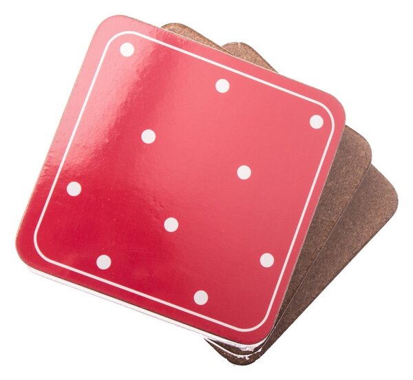Suport pahar Buline roșu, 10 x 10 cm, set 6 buc