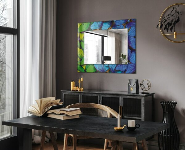 Oglindomat.ro Oglinda cu decor Oglinda cu decor Fluturi albaștri și verzi lpp-00072581