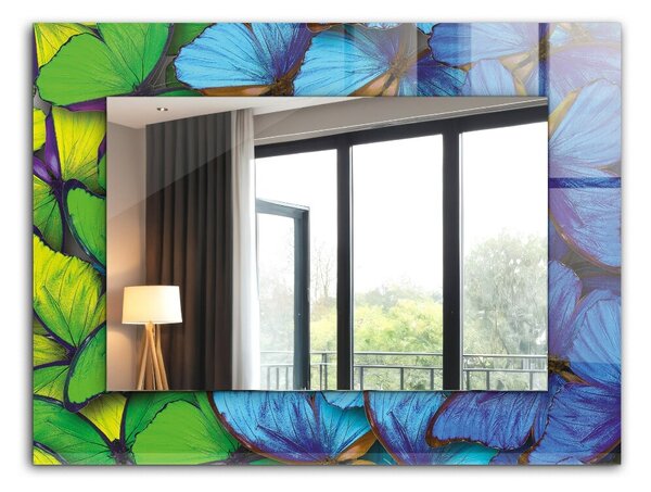 Oglindomat.ro Oglinda cu decor Oglinda cu decor Fluturi albaștri și verzi lpp-00072581