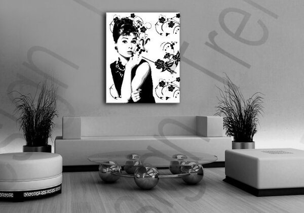 Tablou pictat manual POP Art Audrey Hepburn (tablouri moderne)