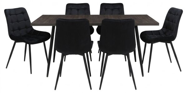 Set masă extensibilă Lisabona Wenge cu 6 Scaune Onix Negru