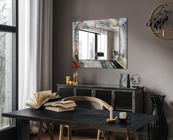 Oglindomat.ro Oglinda cu rama imprimata Oglinda cu rama imprimata Mozaic circular abstract lpp-00072641