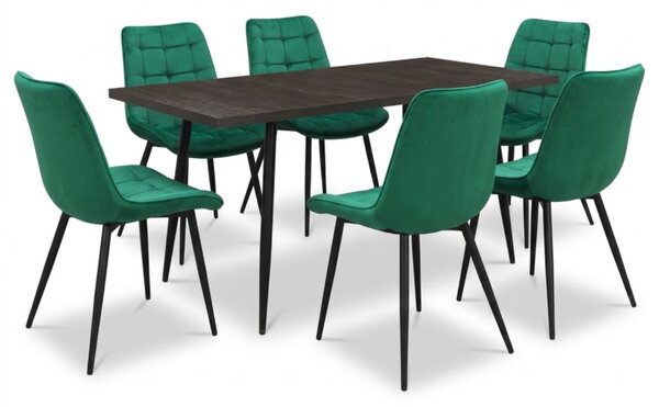 Set masă extensibilă Lisabona Wenge cu 6 Scaune Onix Verde