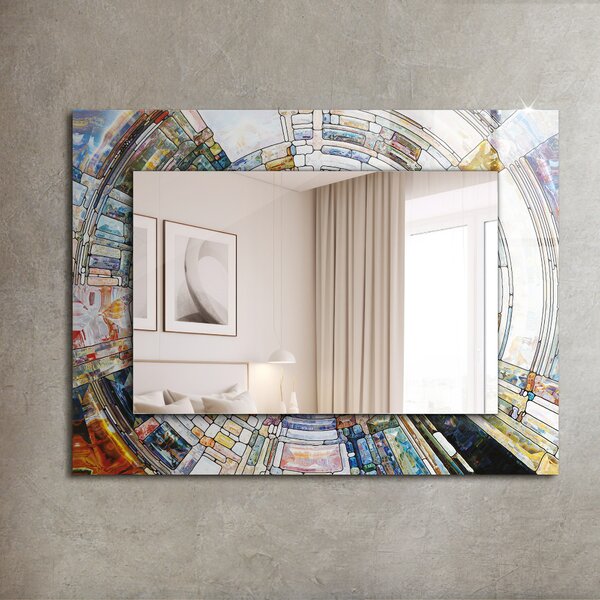 Oglindomat.ro Oglinda cu rama imprimata Oglinda cu rama imprimata Mozaic circular abstract lpp-00072641