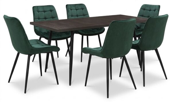 Set masă extensibilă Lisabona Wenge cu 6 Scaune Onix Verde Închis