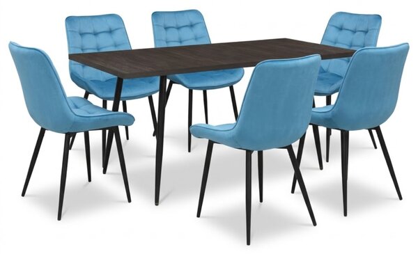 Set masă extensibilă Lisabona Wenge cu 6 Scaune Onix Turcoaz Deschis