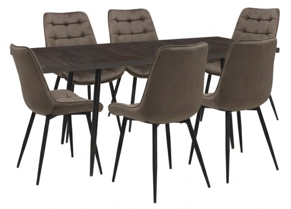 Set masă extensibilă Lisabona Wenge cu 6 Scaune Onix Maro