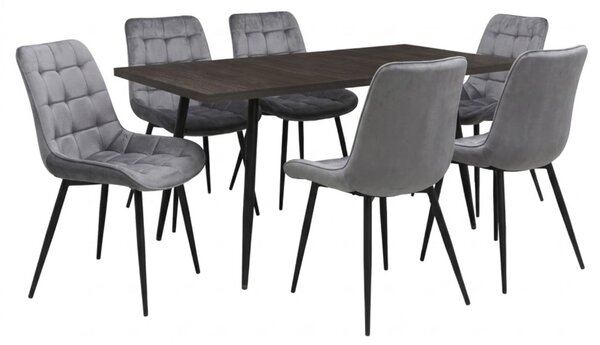 Set masă extensibilă Lisabona Wenge cu 6 Scaune Onix Gri