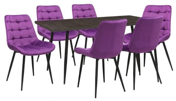 Set masă extensibilă Lisabona Wenge cu 6 Scaune Onix Mov
